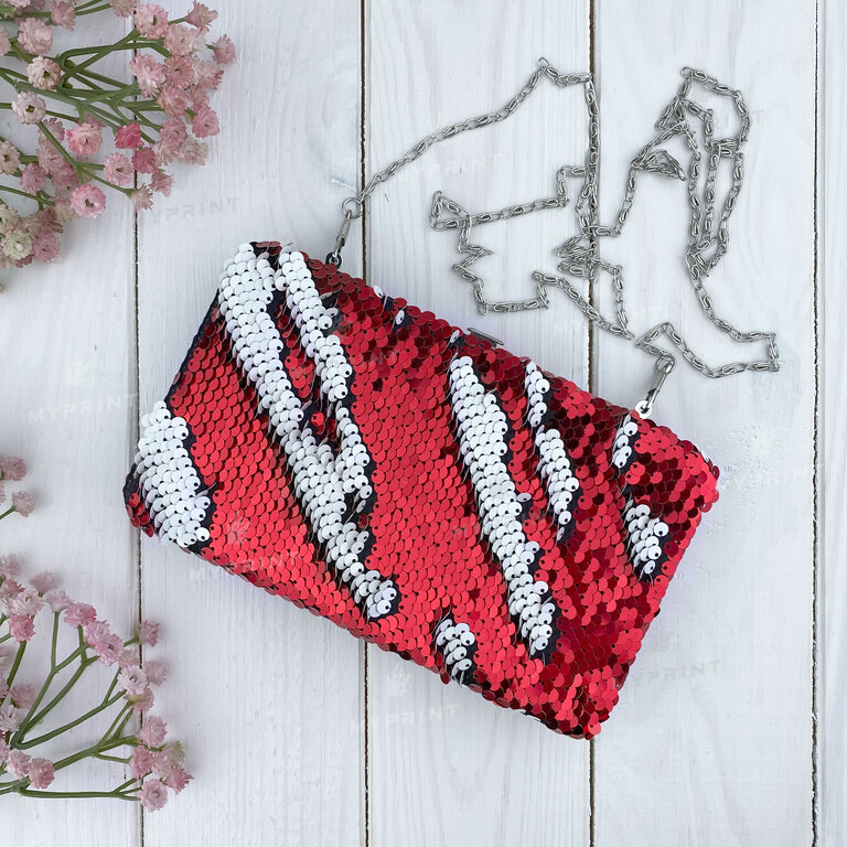 Clutch for sublimation with red sequins (5332)  Clutch for sublimation with red sequins (5332)