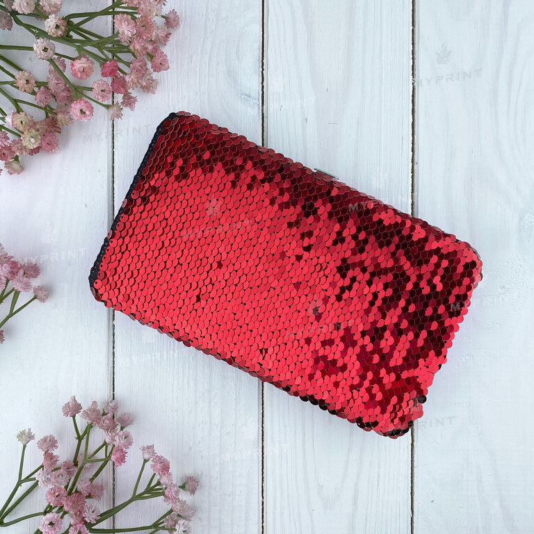Clutch for sublimation with red sequins (5332)  Clutch for sublimation with red sequins (5332)