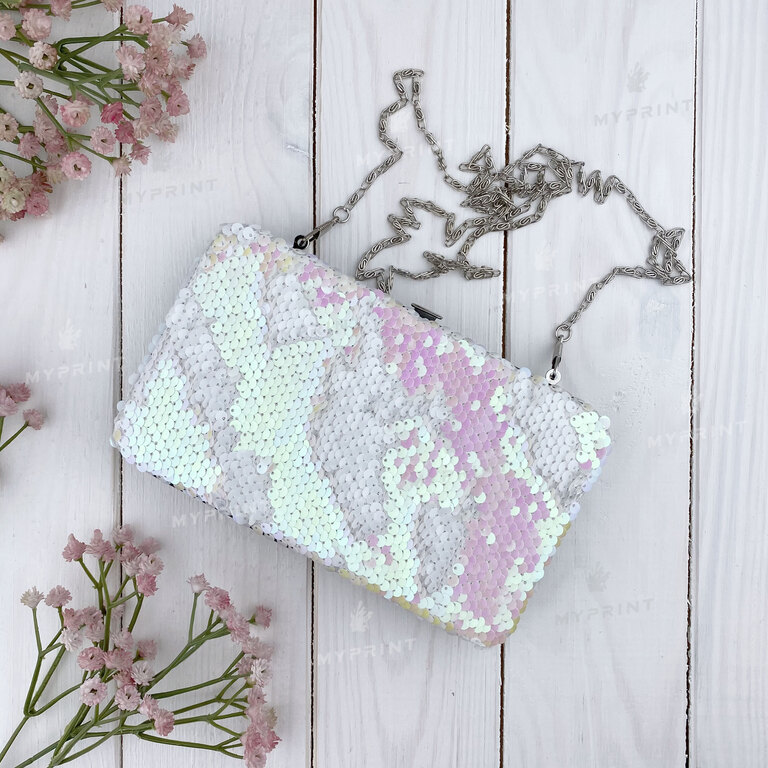 Клатч для сублимации с пайетками радуга (5333) 