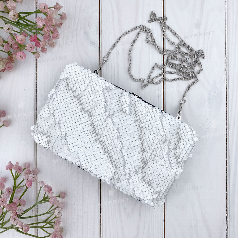 Клатч для сублимации с пайетками белый (5336) 