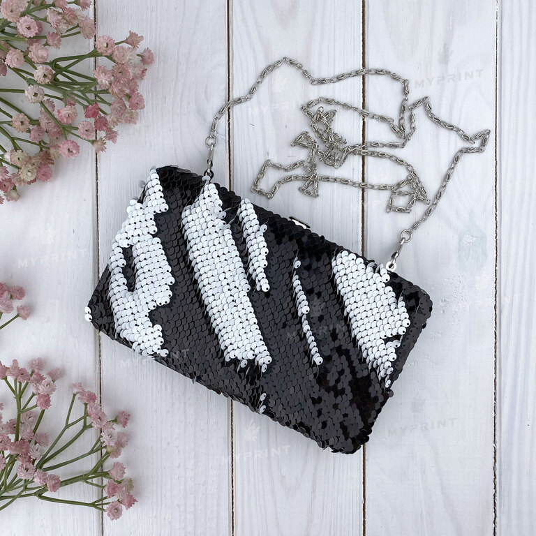 Клатч для сублимации с пайетками черный (5337) 