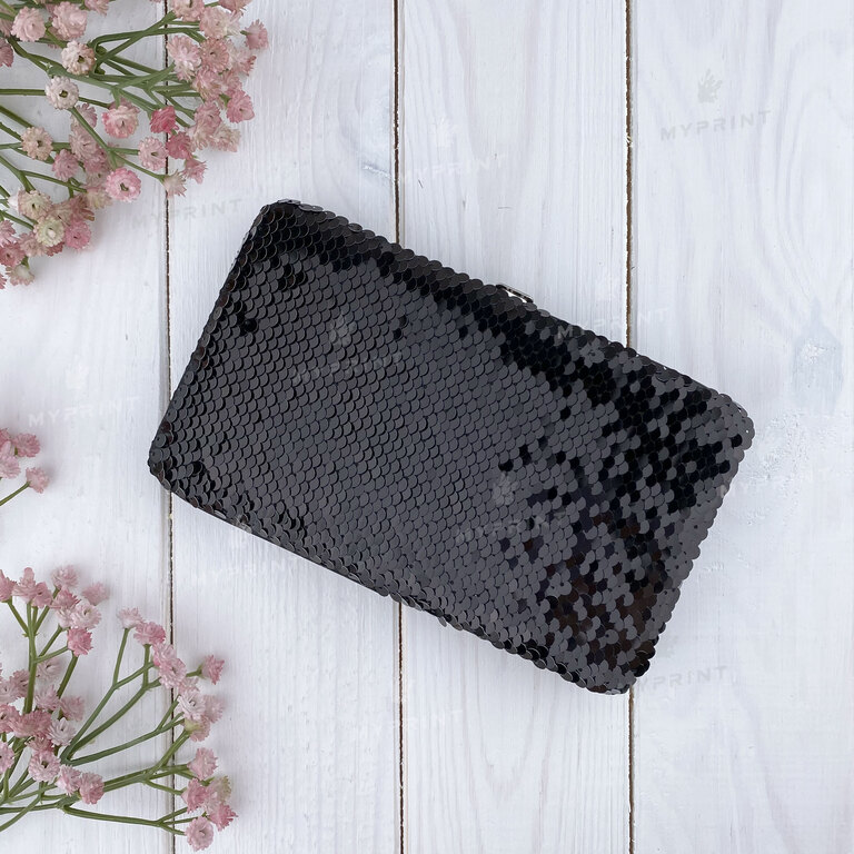 Клатч для сублимации с пайетками черный (5337) 