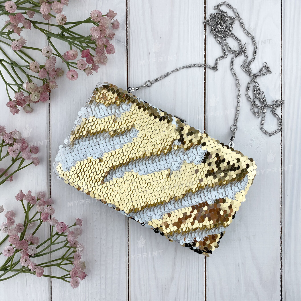 Clutch for sublimation with golden sequins (5335) - фото 1 Clutch for sublimation with golden sequins (5335) - фото 1 - Blanks for sublimation