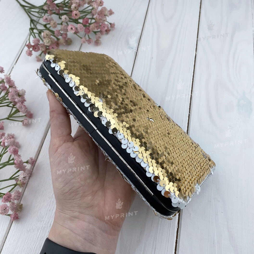 Clutch for sublimation with golden sequins (5335) - фото 3 Clutch for sublimation with golden sequins (5335) - фото 3 - Blanks for sublimation