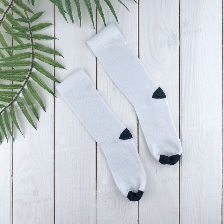 Socks for sublimation Style B white with black toe and heel 40 cm (7135)  Socks for sublimation Style B white with black toe and heel 40 cm (7135)