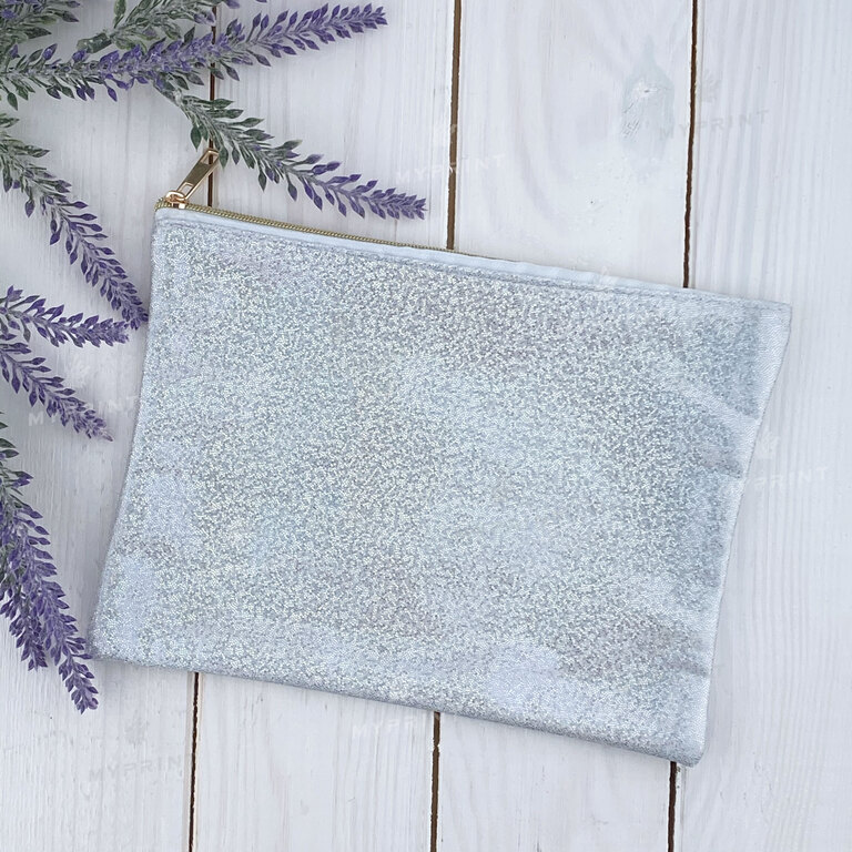 Cosmetic case (pencil) for sublimation glitter double-sided silver 16*22 cm (7152)  Cosmetic case (pencil) for sublimation glitter double-sided silver 16*22 cm (7152)
