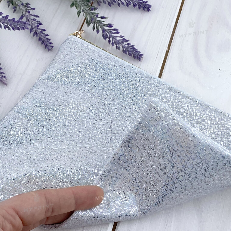 Cosmetic case (pencil) for sublimation glitter double-sided silver 16*22 cm (7152)  Cosmetic case (pencil) for sublimation glitter double-sided silver 16*22 cm (7152)