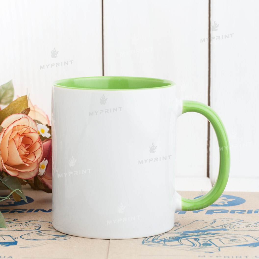 Кружка для сублимации цветная внутри с цветной ручкой салатовая 11 Oz (330 мл) (4244) - фото 2 Кружка для сублимации цветная внутри с цветной ручкой салатовая 11 Oz (330 мл) (4244) - фото 2 - Заготовки для сублимации