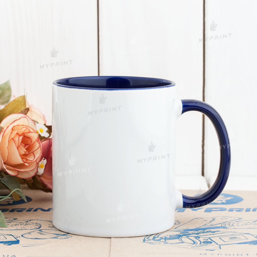 Sublimation Cup Color Inside with Color Handle Dark Blue 11 Oz (330 ml) (4245) - фото 2 Sublimation Cup Color Inside with Color Handle Dark Blue 11 Oz (330 ml) (4245) - фото 2 - Blanks for sublimation