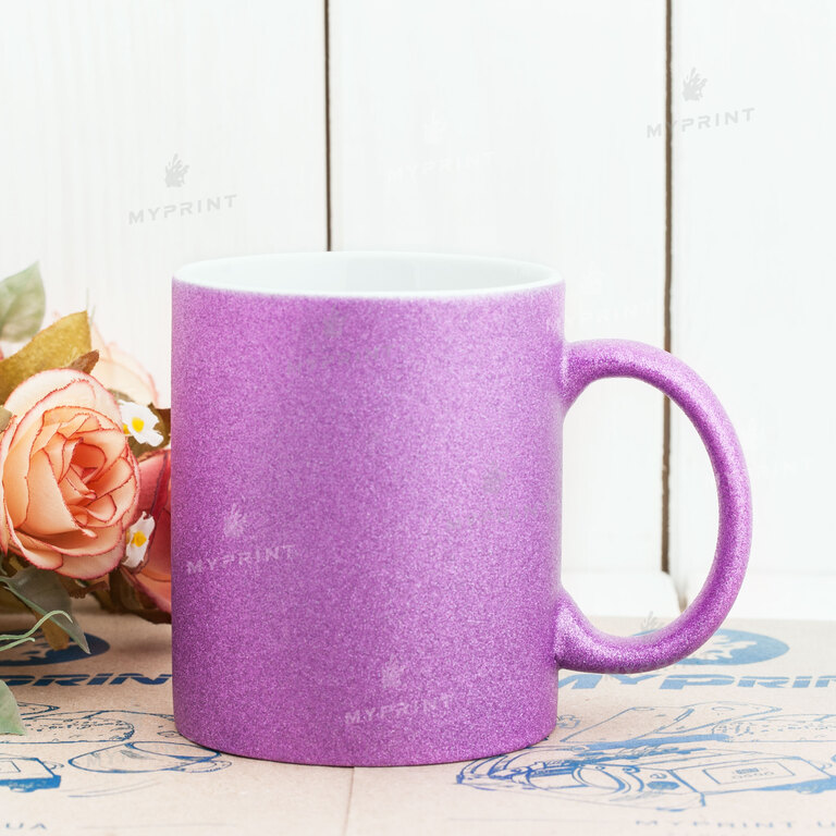 Кружка для сублимации глиттер пурпурная 11 Oz (330 мл) (6096)  Кружка для сублимации глиттер пурпурная 11 Oz (330 мл) (6096)