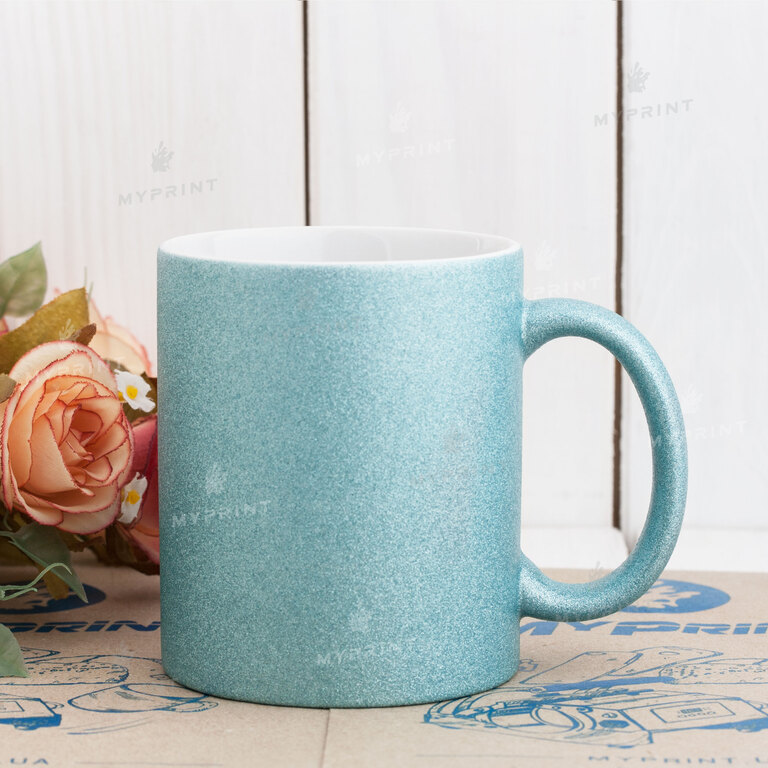 Кружка для сублимации глиттер голубая 11 Oz (330 мл) (6097)  Кружка для сублимации глиттер голубая 11 Oz (330 мл) (6097)