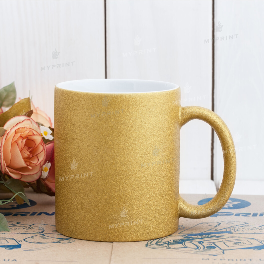 Кружка для сублимации глиттер золотистая 11 Oz (330 мл) (6100) - фото 2 Кружка для сублимации глиттер золотистая 11 Oz (330 мл) (6100) - фото 2 - Заготовки для сублимации