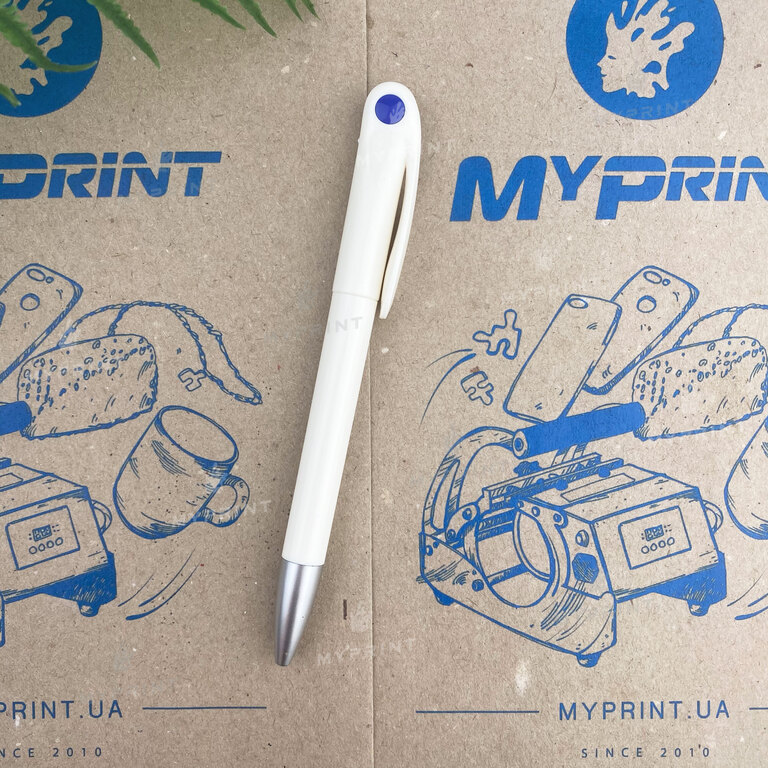 Thermal transfer pen with rotary mechanism white with blue (2990)  Thermal transfer pen with rotary mechanism white with blue (2990)