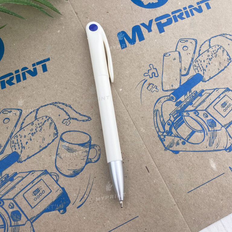 Thermal transfer pen with rotary mechanism white with blue (2990)  Thermal transfer pen with rotary mechanism white with blue (2990)