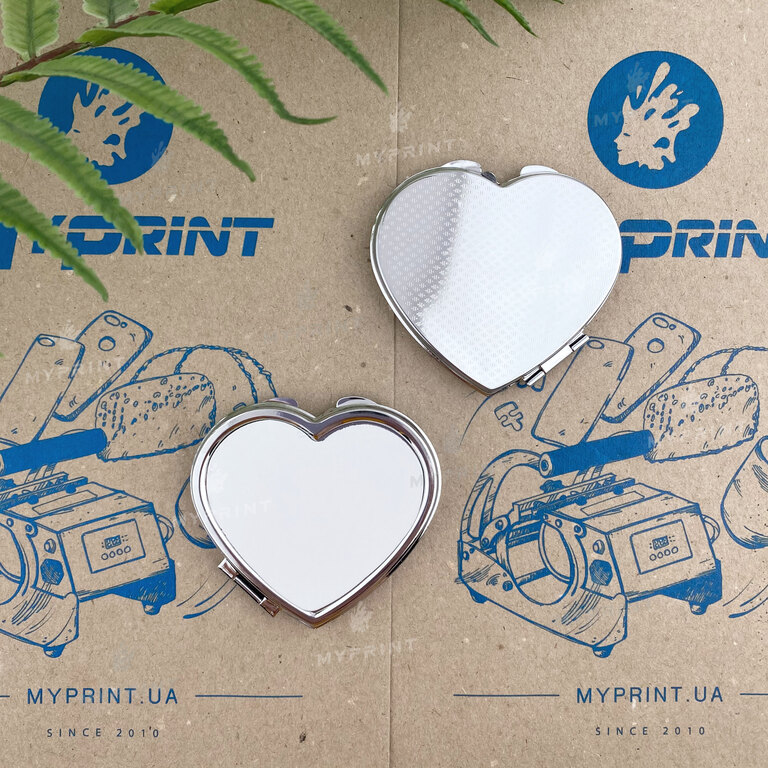 Heart-shaped metal sublimation mirror 6*5.5 cm (7363)  Heart-shaped metal sublimation mirror 6*5.5 cm (7363)