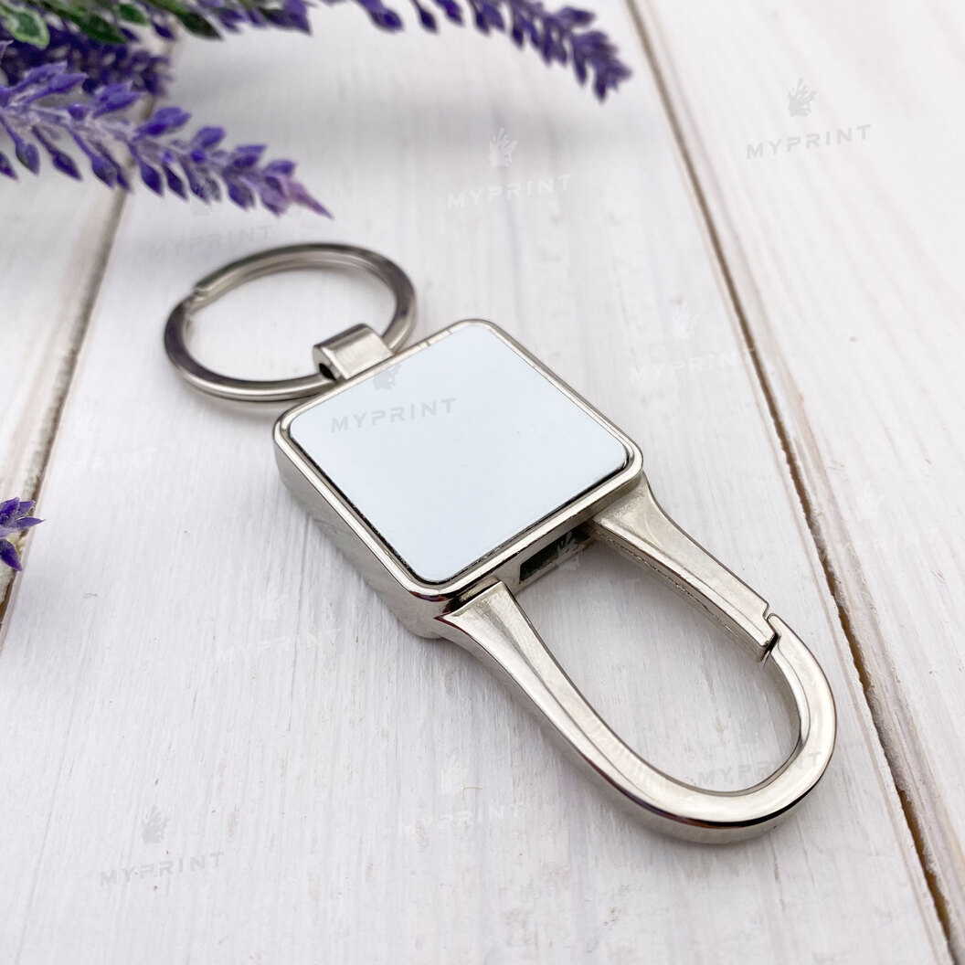 Брелок для сублімації з карабіном металевий односторонній квадратний 25*25 мм (7611) - фото 2 - Заготовки для сублімації