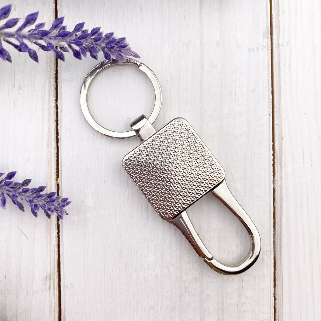 Брелок для сублімації з карабіном металевий односторонній квадратний 25*25 мм (7611) - фото 3 - Заготовки для сублімації