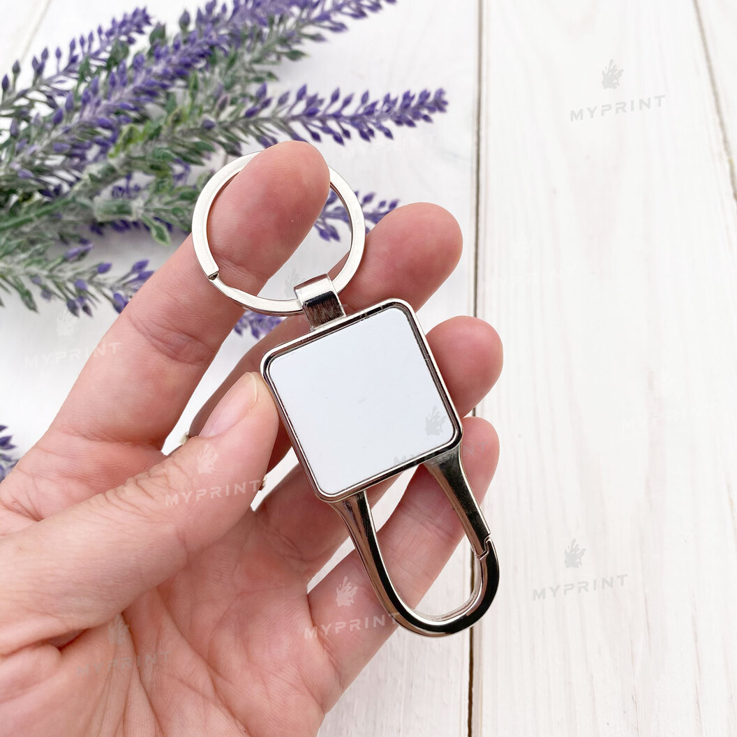 Брелок для сублімації з карабіном металевий односторонній квадратний 25*25 мм (7611) - фото 4 - Заготовки для сублімації