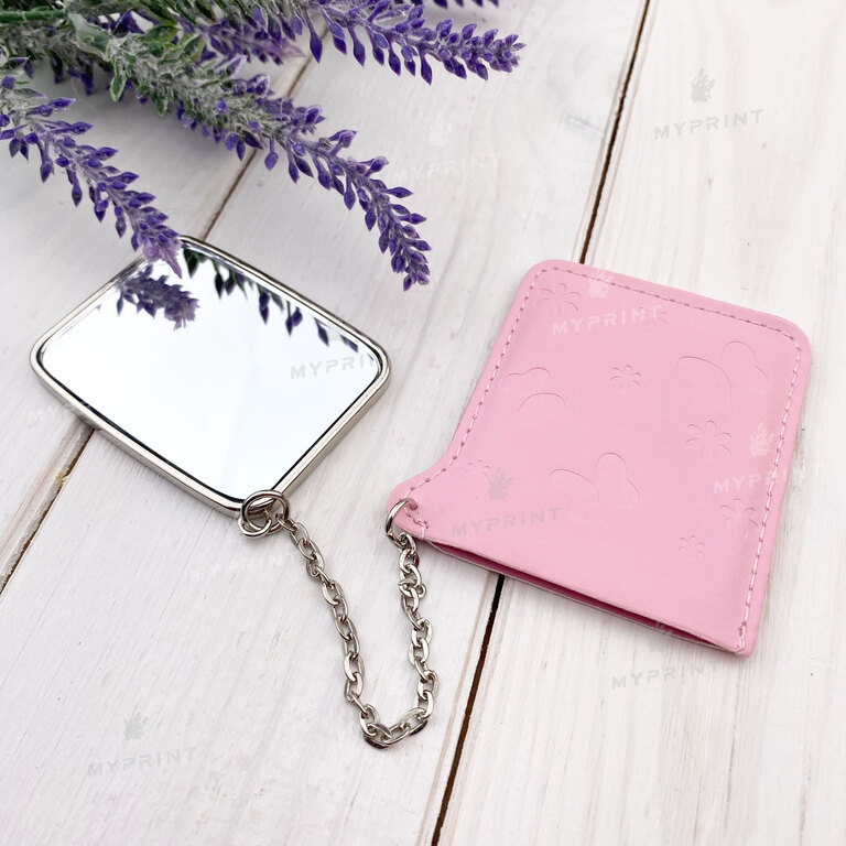Metal rectangular sublimation mirror in a pink case 6*4.5 cm (7624)  Metal rectangular sublimation mirror in a pink case 6*4.5 cm (7624)