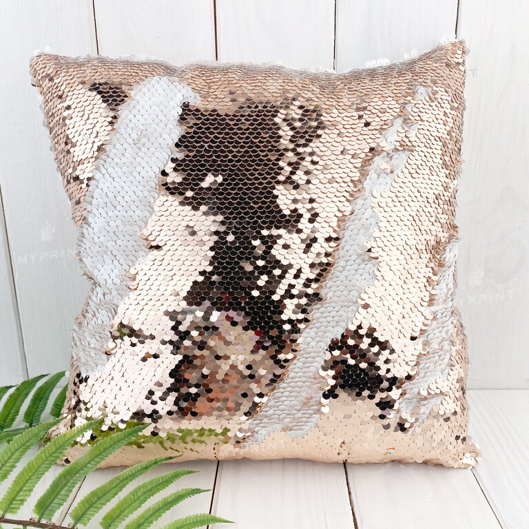 Pillow with sequins for sublimation square 30*30 cm champagne (7357)  Pillow with sequins for sublimation square 30*30 cm champagne (7357)