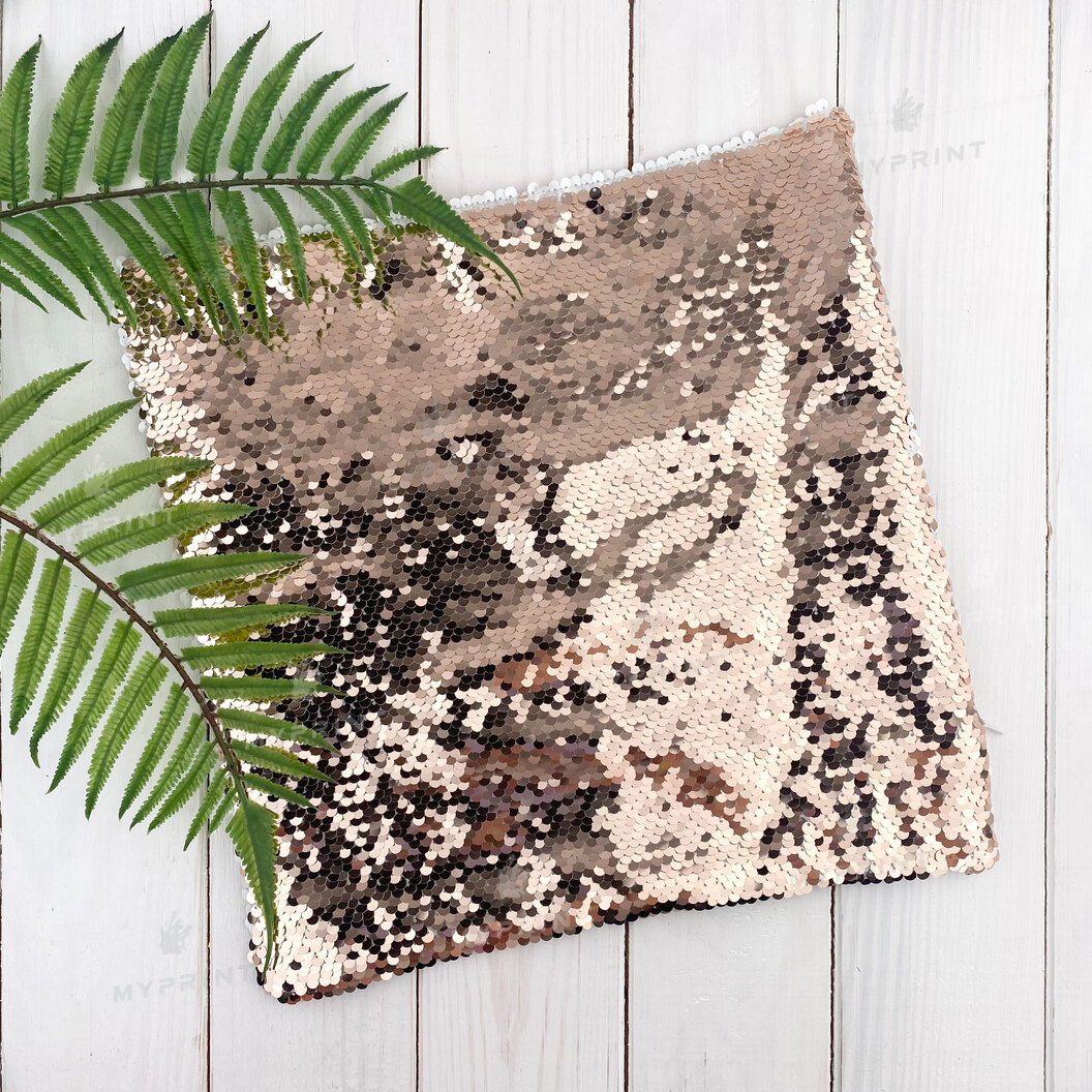 Pillow with sequins for sublimation square 30*30 cm champagne (7357) - фото 3 Pillow with sequins for sublimation square 30*30 cm champagne (7357) - фото 3 - Blanks for sublimation