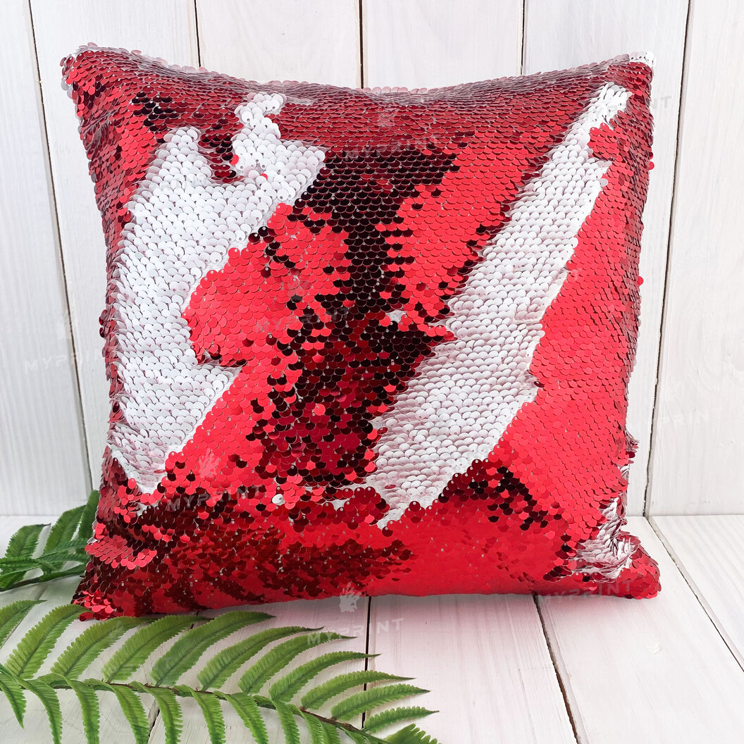 Pillow with sequins for sublimation square 30*30 cm red (7358) - фото 1 Pillow with sequins for sublimation square 30*30 cm red (7358) - фото 1 - Blanks for sublimation