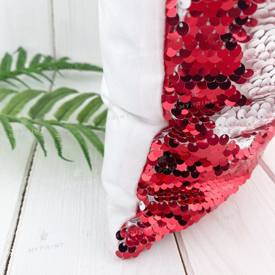 Pillow with sequins for sublimation square 30*30 cm red (7358) - фото 2 Pillow with sequins for sublimation square 30*30 cm red (7358) - фото 2 - Blanks for sublimation
