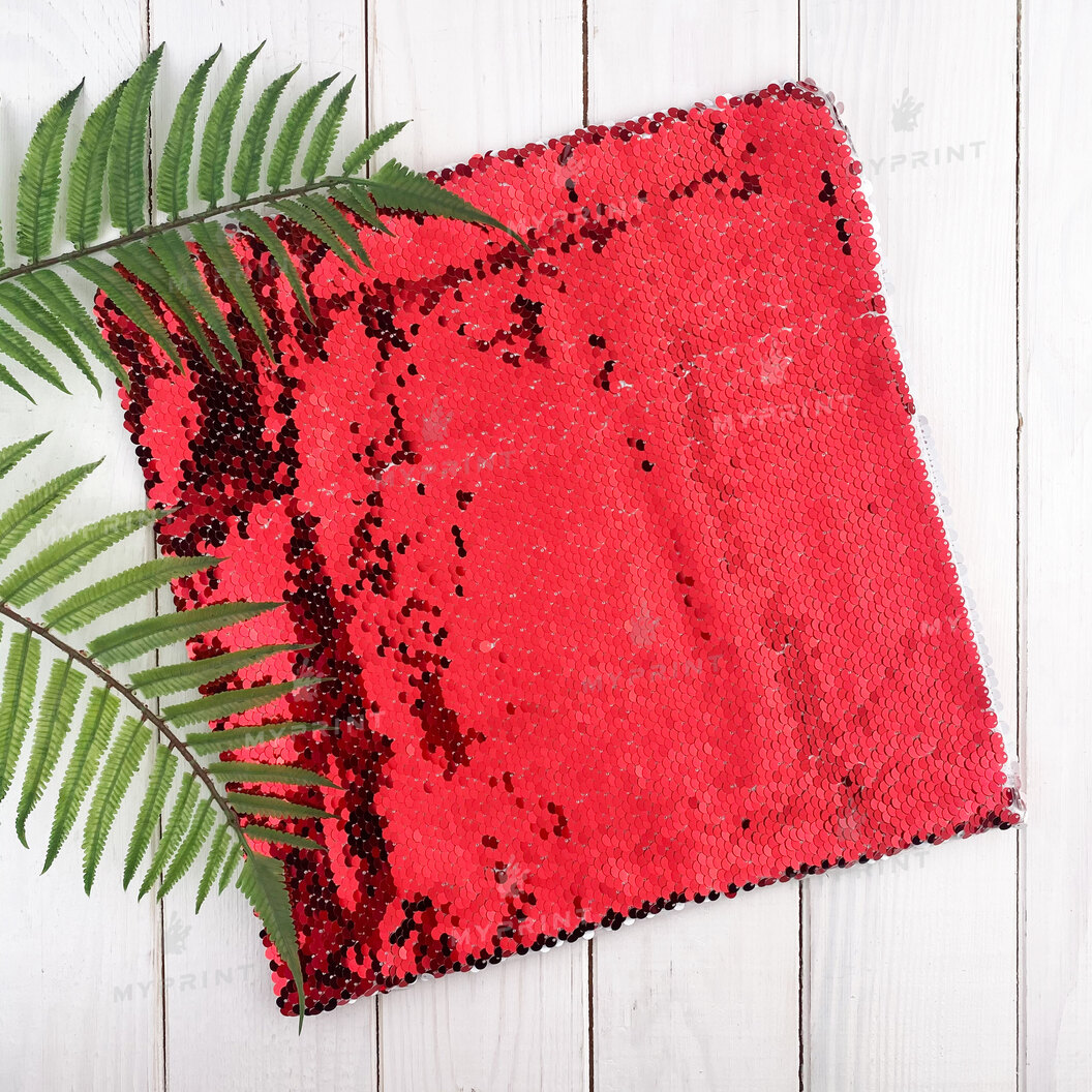 Pillow with sequins for sublimation square 30*30 cm red (7358) - фото 3 Pillow with sequins for sublimation square 30*30 cm red (7358) - фото 3 - Blanks for sublimation