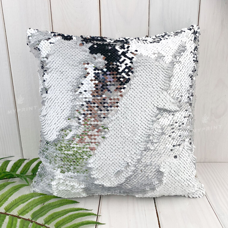 Pillow with sequins for sublimation square 30*30 cm silver (7359)  Pillow with sequins for sublimation square 30*30 cm silver (7359)