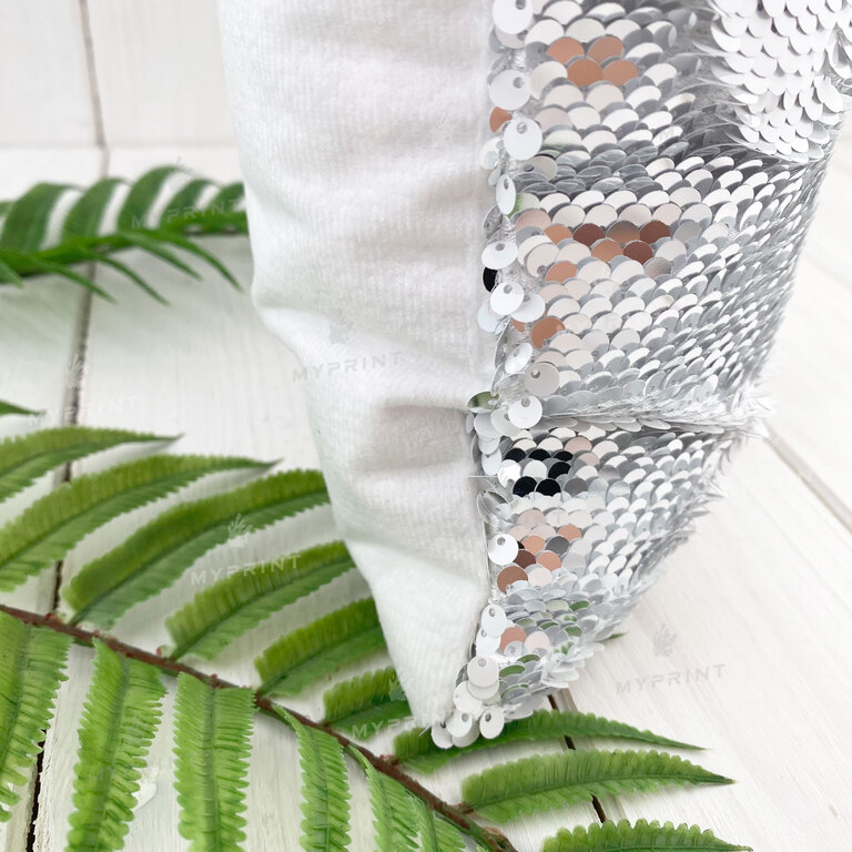 Pillow with sequins for sublimation square 30*30 cm silver (7359)  Pillow with sequins for sublimation square 30*30 cm silver (7359)