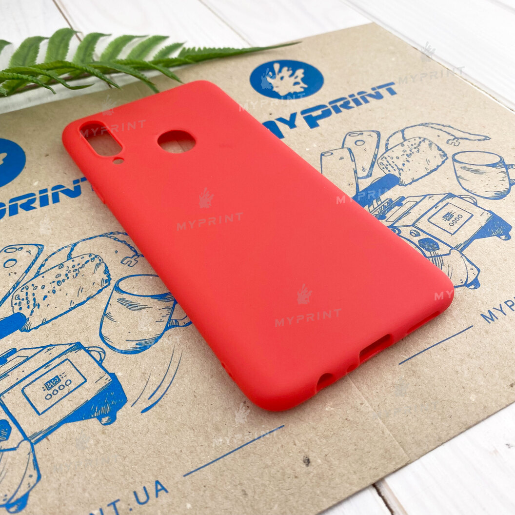 Чохол силіконовий для Samsung A20s червоний (7454) - фото 2 - Чохли для УФ друку