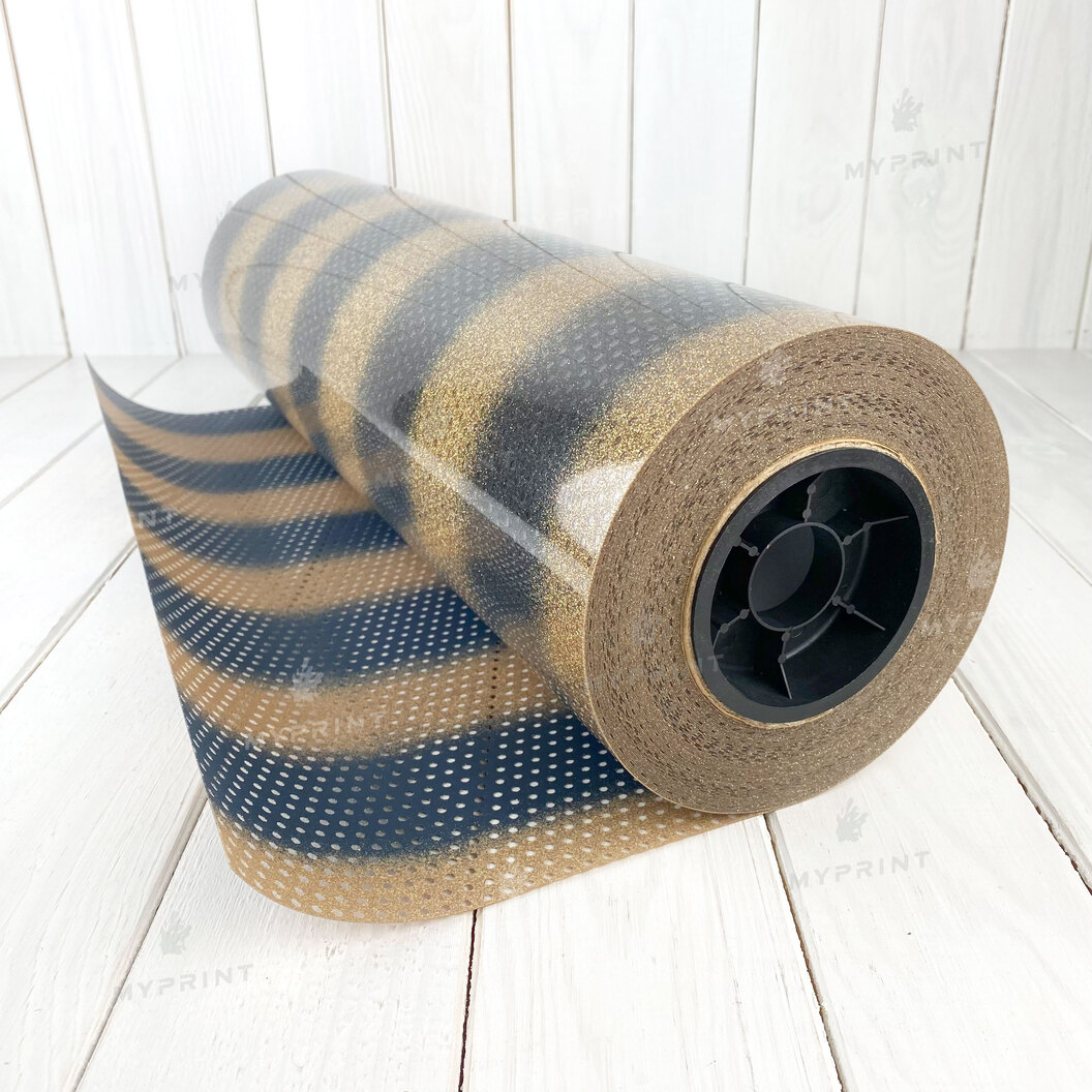 Thermal transfer film My Print Mesh Glitter in a grid golden-black 1 pc.  m. (1*0.5 m) (7949) - фото 3 Thermal transfer film My Print Mesh Glitter in a grid golden-black 1 pc.  m. (1*0.5 m) (7949) - фото 3 - Consumables for printing