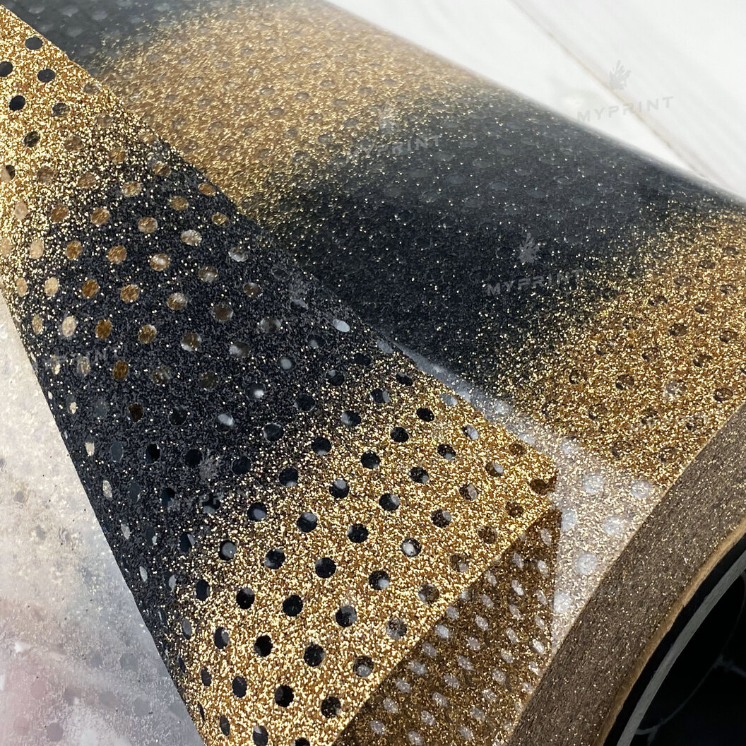 Thermal transfer film My Print Mesh Glitter in a grid golden-black 1 pc.  m. (1*0.5 m) (7949) - фото 4 Thermal transfer film My Print Mesh Glitter in a grid golden-black 1 pc.  m. (1*0.5 m) (7949) - фото 4 - Consumables for printing