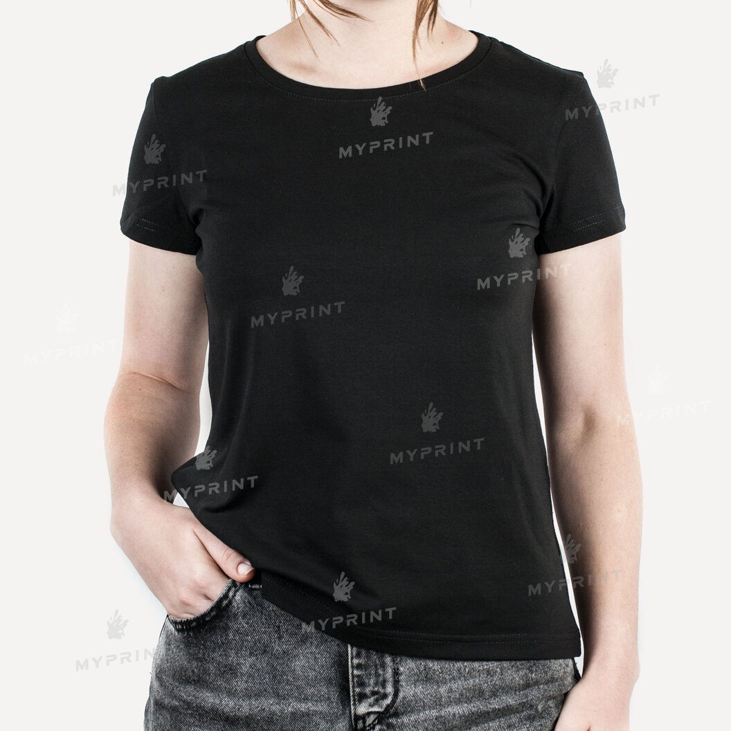 T-shirt women's cotton/elastane 170 g/m², black, M (8032) - фото 1 T-shirt women's cotton/elastane 170 g/m², black, M (8032) - фото 1 - Blanks for sublimation