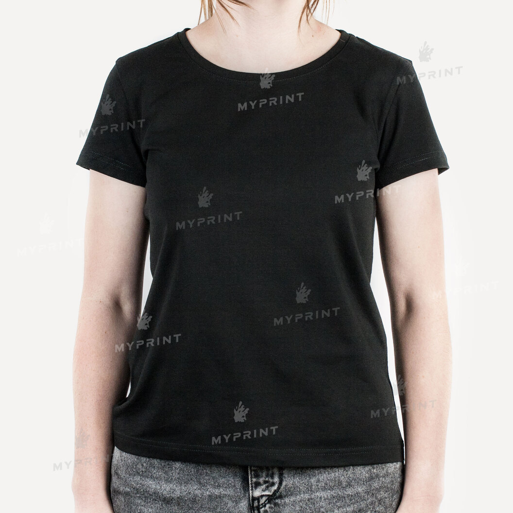 T-shirt women's cotton/elastane 170 g/m², black, M (8032) - фото 2 T-shirt women's cotton/elastane 170 g/m², black, M (8032) - фото 2 - Blanks for sublimation