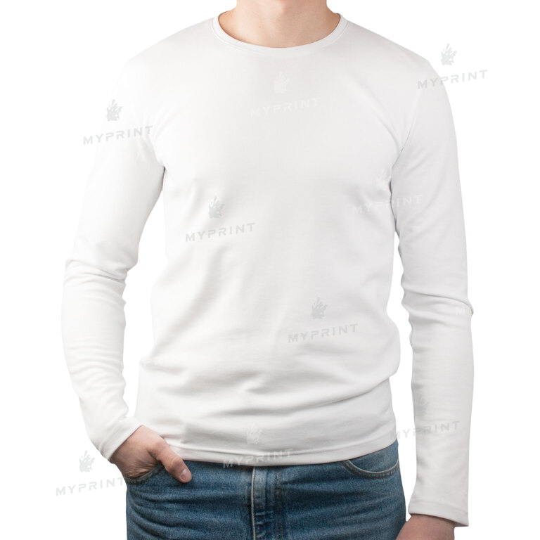 Men's longsleeve cotton/elastane 170 g/m², white, M (8135)  Men's longsleeve cotton/elastane 170 g/m², white, M (8135)