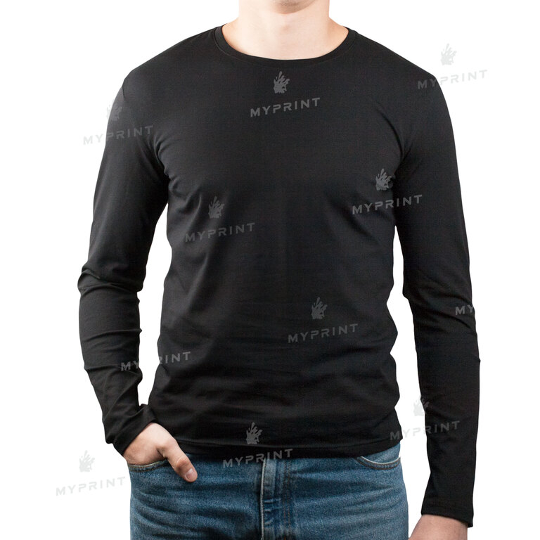 Men's longsleeve cotton/elastane 170 g/m², black, XS (8130)  Men's longsleeve cotton/elastane 170 g/m², black, XS (8130)