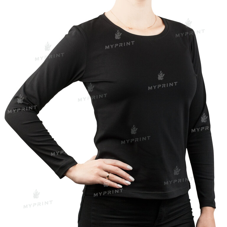 Women's longsleeve cotton/elastane 170 g/m², black, S (8122)  Women's longsleeve cotton/elastane 170 g/m², black, S (8122)