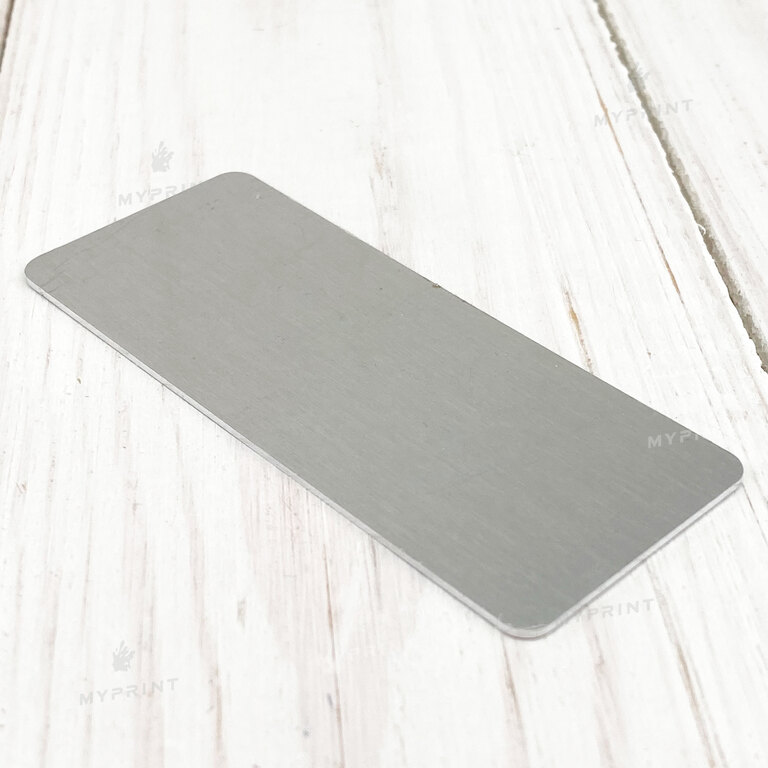 Badge for sublimation metallic rubbed silver 76*31.8*1 mm (8142)  Badge for sublimation metallic rubbed silver 76*31.8*1 mm (8142)