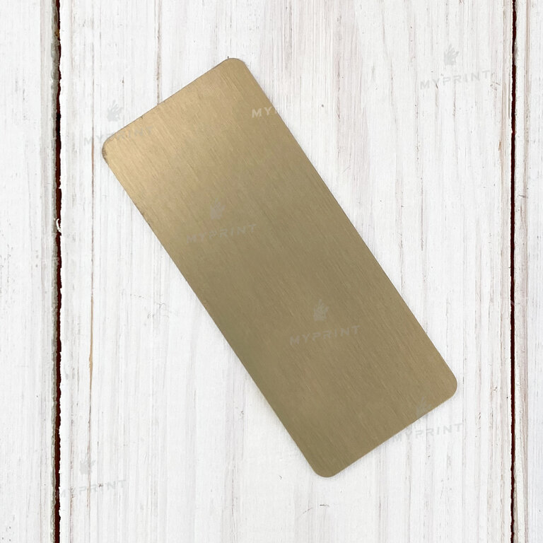 Badge for sublimation metallic rubbed gold 76*31.8*1 mm (8145)  Badge for sublimation metallic rubbed gold 76*31.8*1 mm (8145)