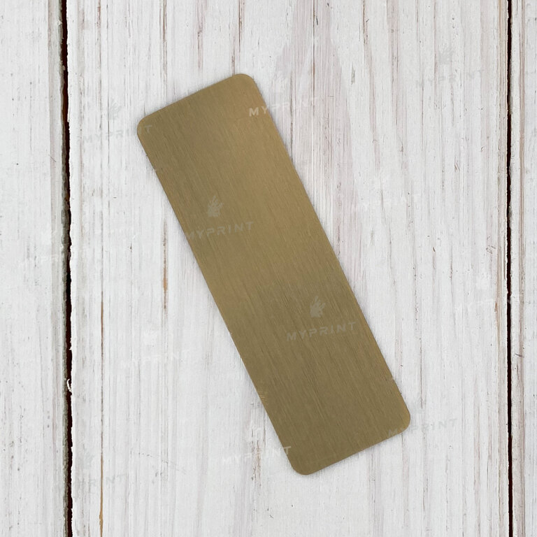 Badge for sublimation metallic rubbed gold 76*25*1 mm (8146)  Badge for sublimation metallic rubbed gold 76*25*1 mm (8146)