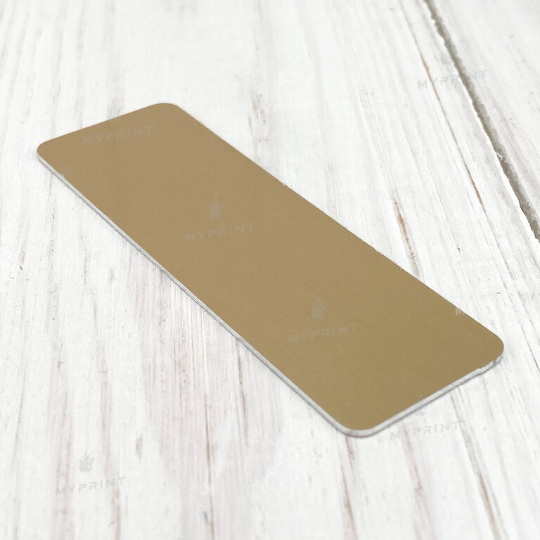 Badge for sublimation metallic rubbed gold 76*25*1 mm (8146)  Badge for sublimation metallic rubbed gold 76*25*1 mm (8146)