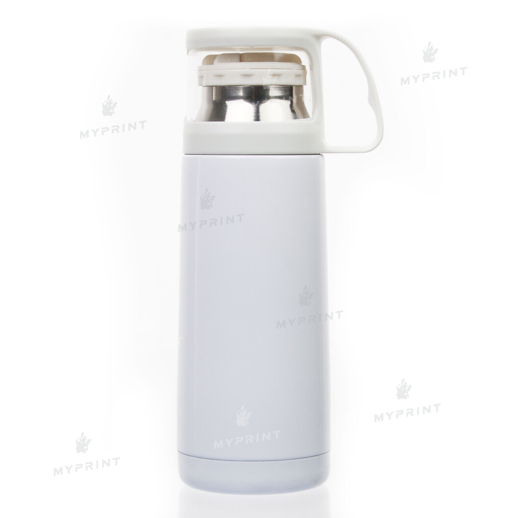 Thermos for sublimation metal (steel 201) white with a cup (350 ml) (8372) - фото 3 Thermos for sublimation metal (steel 201) white with a cup (350 ml) (8372) - фото 3 - Blanks for sublimation