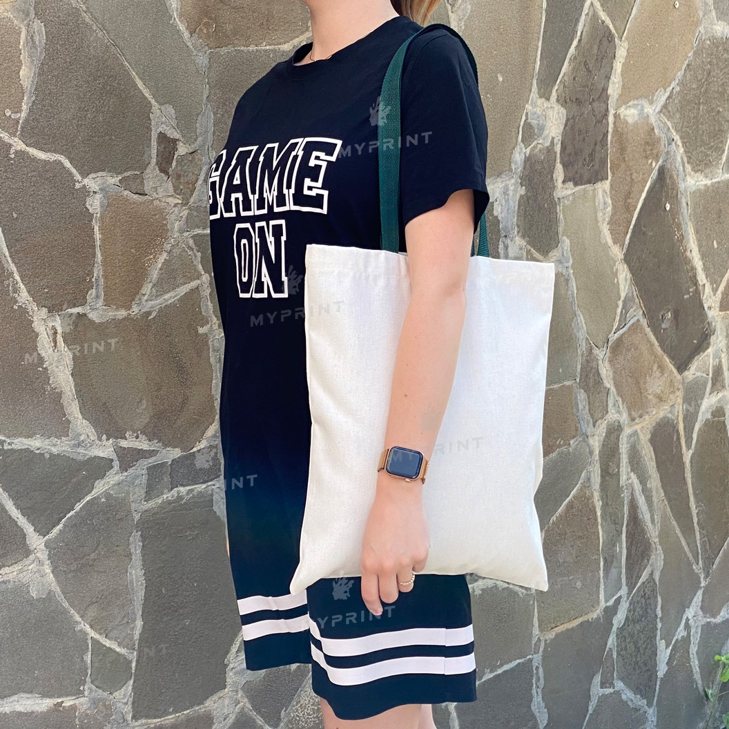 Eco bag for sublimation vertical with blue handles 35*38.5 cm (8583) - фото 4 Eco bag for sublimation vertical with blue handles 35*38.5 cm (8583) - фото 4 - Blanks for sublimation