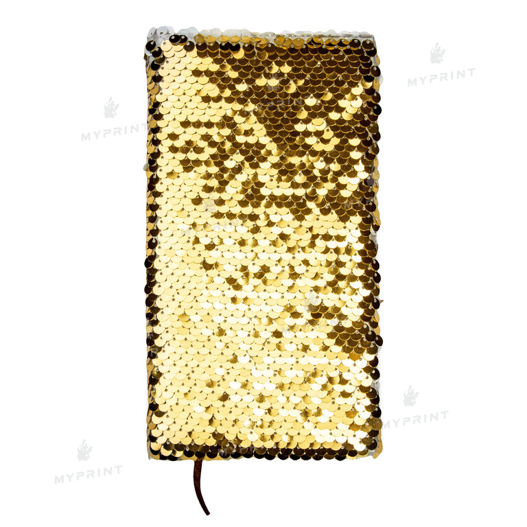 Sublimation notebook with sequins 10*18 cm gold (8619)  Sublimation notebook with sequins 10*18 cm gold (8619)