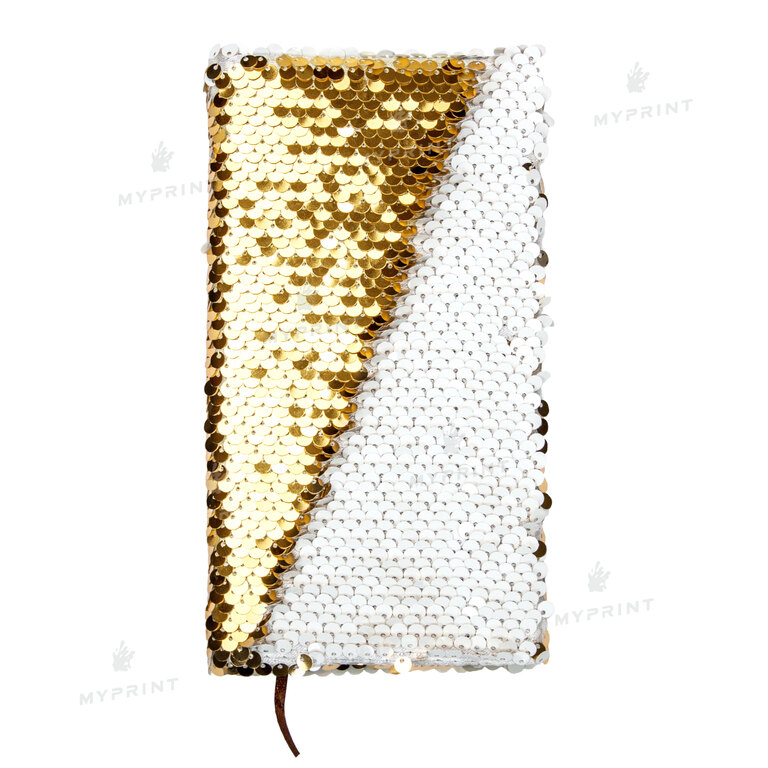 Sublimation notebook with sequins 10*18 cm gold (8619)  Sublimation notebook with sequins 10*18 cm gold (8619)
