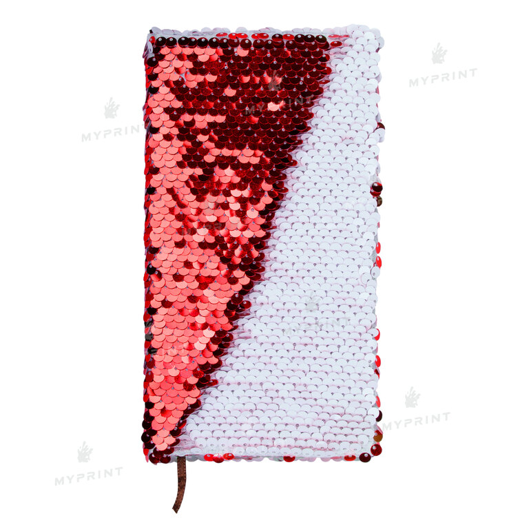 Sublimation notebook with sequins 10*18 cm red (8618)  Sublimation notebook with sequins 10*18 cm red (8618)