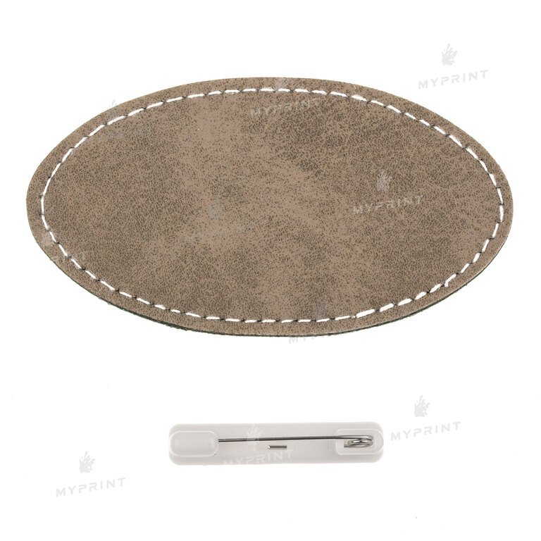 Badge for sublimation leather oval gray 8.2*4.4 cm (8872)  Badge for sublimation leather oval gray 8.2*4.4 cm (8872)