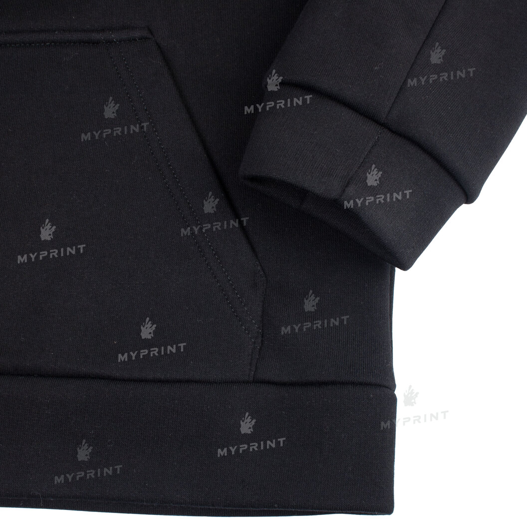 300gsm Tri-thread Fleece Print Hoodie With Pocket Unisex, Black, XXXL (8947) - фото 6 - Blanks for sublimation