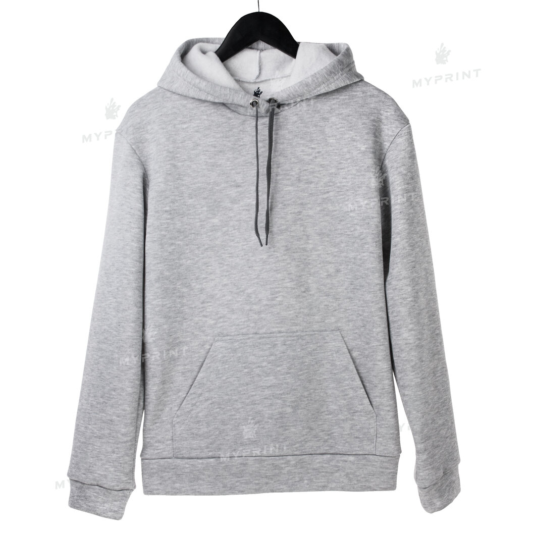 300gsm Fleece Tri-thread Unisex Pocket Print Hoodie, Gray, XXXL (8954) - фото 3 - Blanks for sublimation